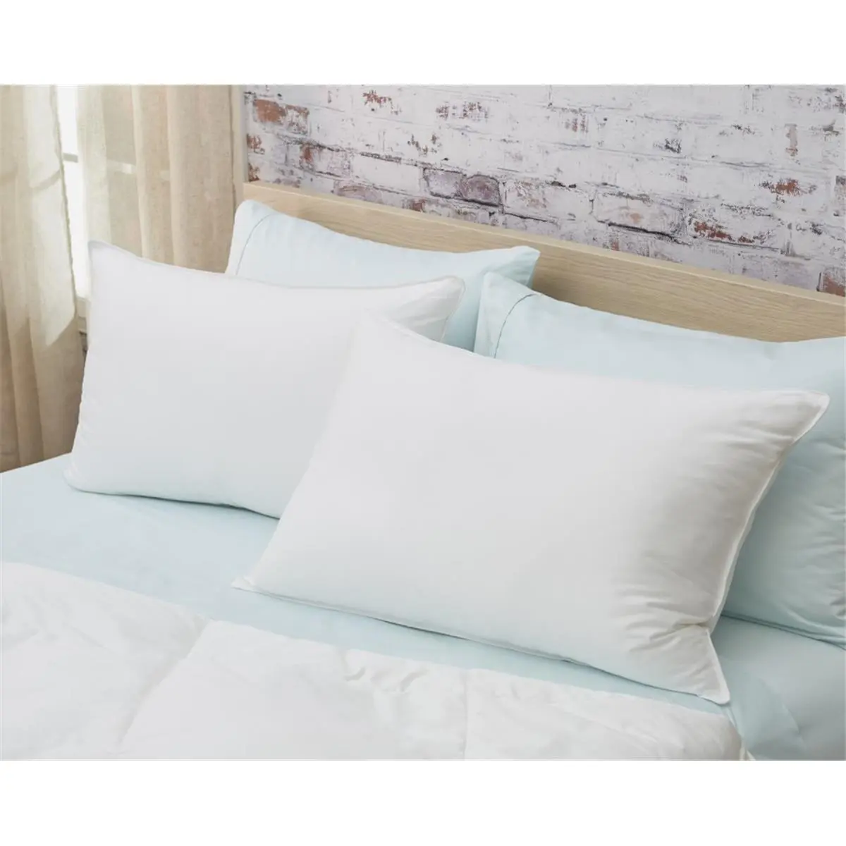 HomeRoots King Size Firm Fill Cotton Pillow - 36x20x4.5 in., White Lux Sateen, Anti-Dust Mite, Mold-Resistant, Allergy Safe, Sleep Support, Properly Filled, High-Quality Piping Allergen Reducing Standard Pillow Alternative, Resist Mold