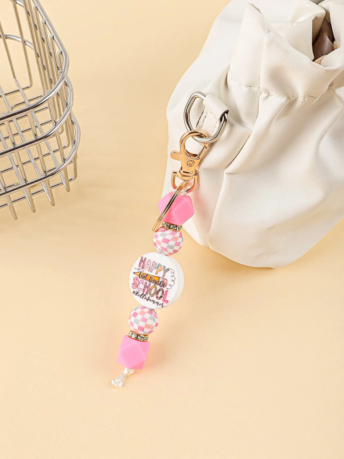 Teacher Appreciation Gift, Happy School Bag Charm, Cute Rainbow Pencil Keychain, End of Semester Thank You Present, Keychain for Bags, Cute Keychain Accessory