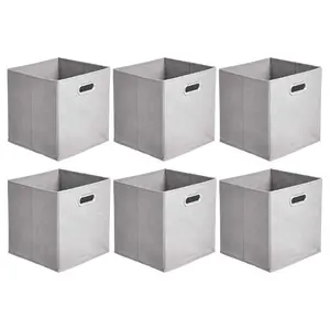 6-Pack Light Grey Collapsible Fabric Storage Bins with Handles - Space-Saving Organizer Cubes Boxes, 10.5x10.5x11 Inches