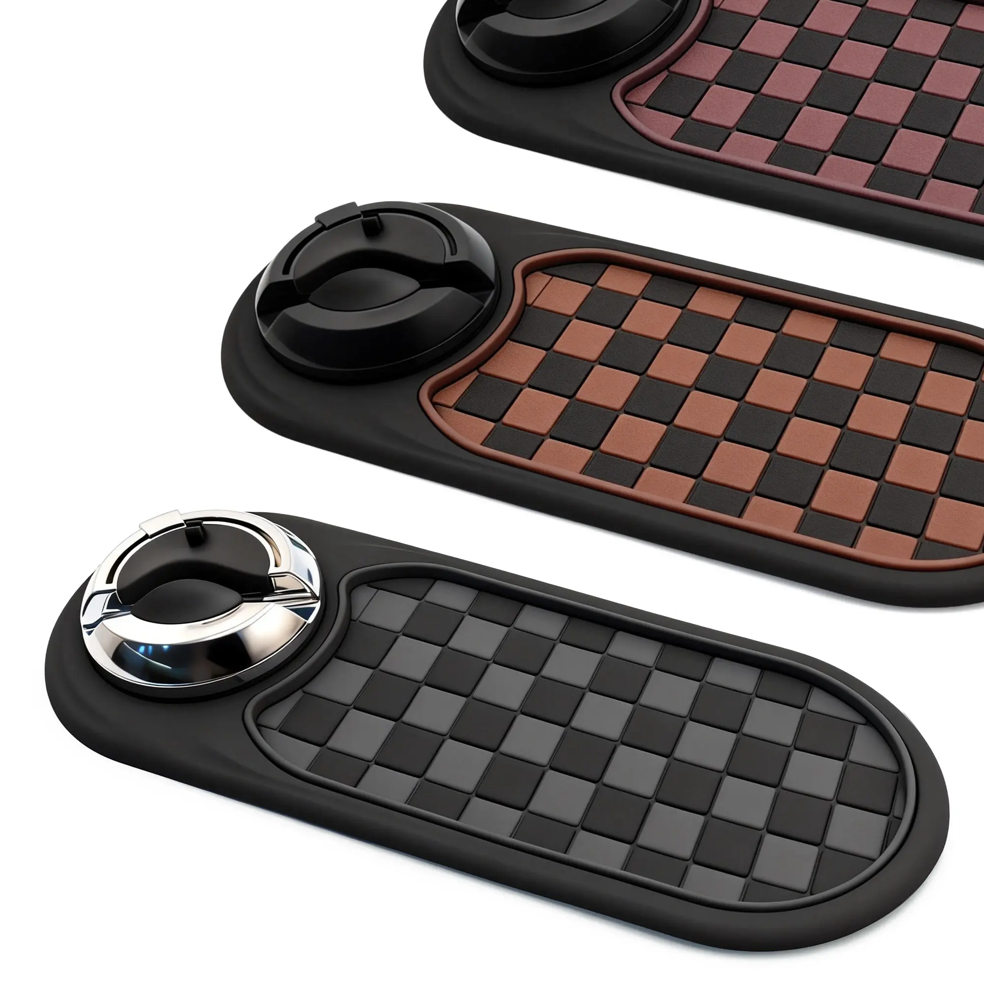 Multifunction Anti-Slip Universal Car Dashboard Organizer Mat - Rotatable Phone Holder, Sunglasses/Keys Storage, Car Accessories, Father's Day Gift (Brown/Black)