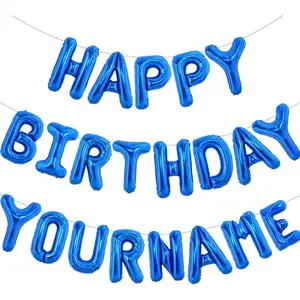 65 Pcs 16 Inch Blue Happy Birthday Balloons and 2 Sets A-Z Foil Letters Balloons DIY Personalized Phrase Banner for Birthday Celebration Halloween Thanksgiving Christmas Party Decorations Springtok