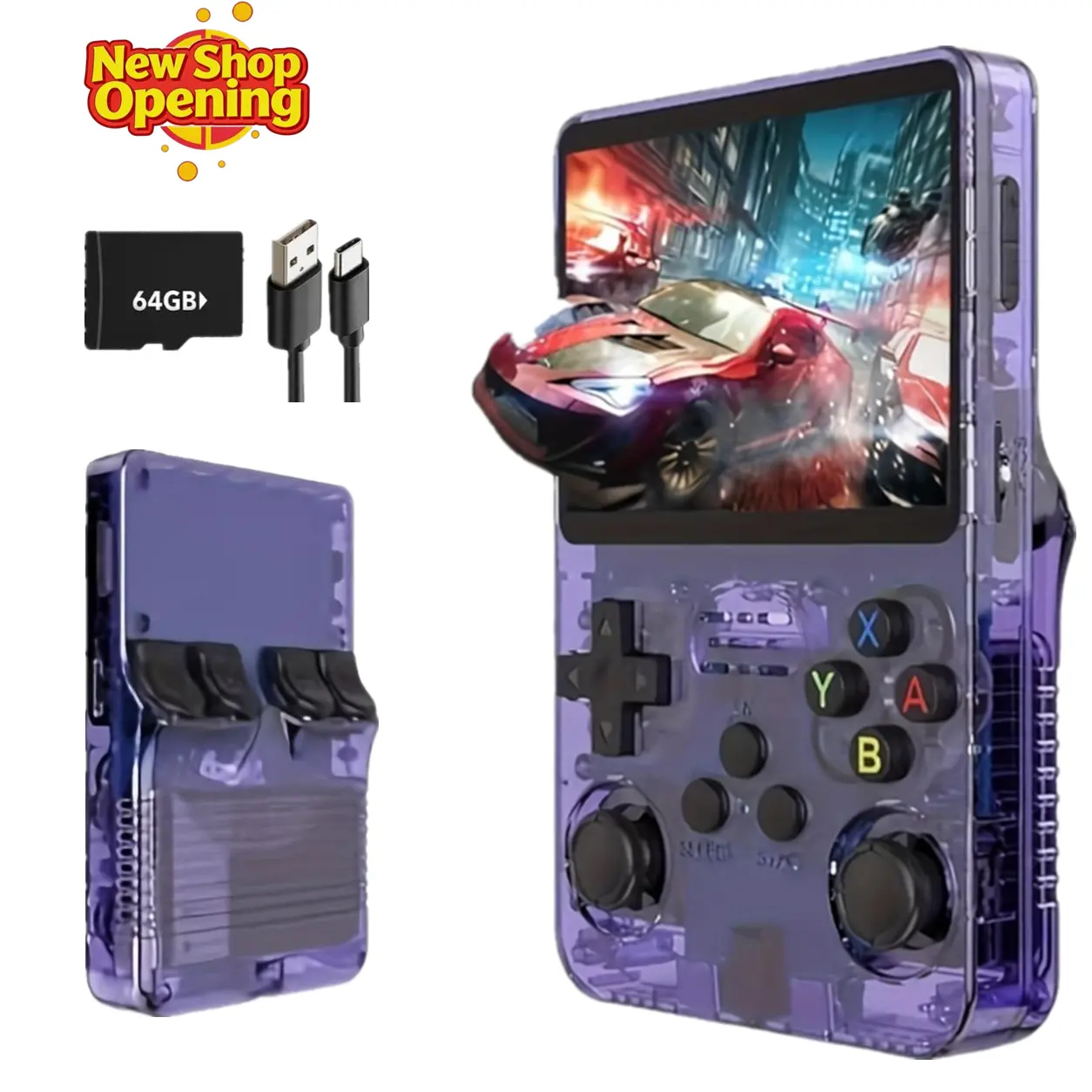 [Deal For You] 2026 New Portable Retro Game Console with 64GB Storage, 3.5-inch IPS Screen, 3000mAh Battery, Pre-installed 64GB TF Card and Games. A game console suitable for teenagers, available in multiple colors.