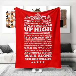 Cartoon Motivational Liverpool Slogan Flannel Blanket, Durable Anti-Stain, All-Season, Perfect Gift for Home and Travel