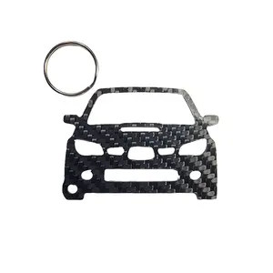 Carbon Fiber Keychain for Subaru WRX STi (2004-2005) bug eye Inspired Keychain Lanyard  front view Glossy Twill
