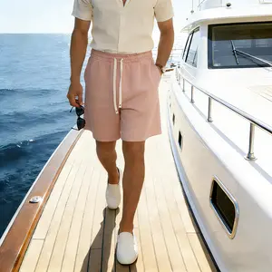 Old Money Casual Sports Shorts: Minimalist, Basic, Loose-Fit Straight-Leg Cropped Shorts(PINK)-8868