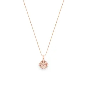 Aromatherapy Diffuser Locket Round Foliate Pendant, Rose Gold