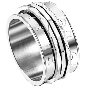 OIDEA Women's Star-Moon Fidget Ring - Stainless Steel Spiral Kinetic Thumb Jewelry, Anxiety Relief Accessory with Moon Motif, Stainless Steel Jewelry
