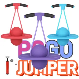 Kids' Handle-Pump Pogo Trick Ball Pogo Stick for Boys Girls Up to 180 lbs Durable Plastic Deck Indoor Outdoor Toy Jumper Trampoline with Easy Carry Handle Safe Quality Design