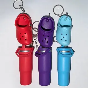 Mini Clog Shoe and  Mini Tumbler Keychain - Colorful Keyring in Assorted Colors for Everyday Use