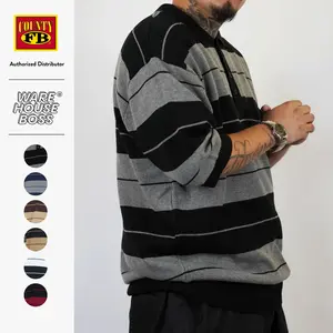 FB COUNTY Men's Charlie Brown Shirt FBCOUNTY Casual Button Up Striped Shirts Two Toned Heavyweight Polo Shirts Stylish Hip Hop Harem