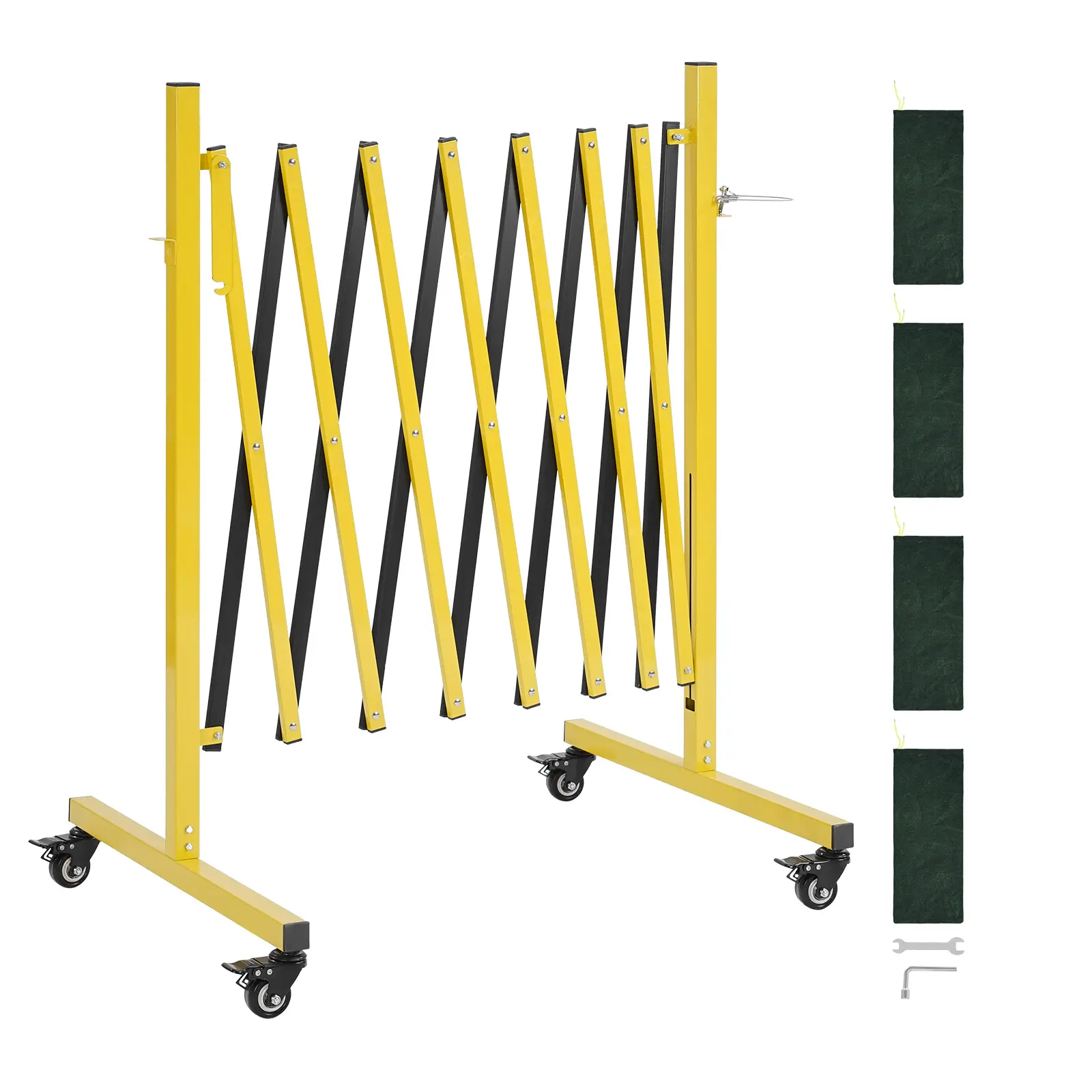 VEVOR Safety Gate, 12 FT Folding Aluminum Industrial Barricade with Smooth Locking Casters, 40 IN Height, Durable Mesh Fence for Construction Sites, Extendable, Iron, Warehouse, Driveways, Crowd Control, Aluminum Mesh, Metal, 12Ft Length, Block Hazards, C