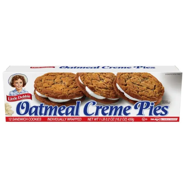 Halal Certified Oatmeal Cream Pie Biscuit Chewy Soft-Baked Bitesized Sandwich Cookies, 12 Individually Wrapped Packets, 16.2 oz Box - On-the-Go Dessert Snacks & Dessert Ideas