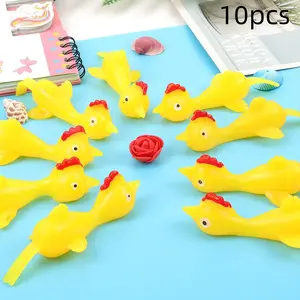 10 Pack Rubber Chicken Launcher Toys, Slingshot Set, Fun Party Gifts for Teens & Adults, Easter Christmas Birthday Presents, Novelty Prank Gift Ideas, Prank Gag Gift, Prank Props