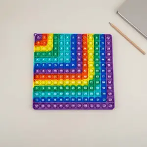 Multiplication Addition Double Side Pop Fidget Toy, 1 Count Fidget Board Rainbow Bubble Pop Math Educational Toy for Kids