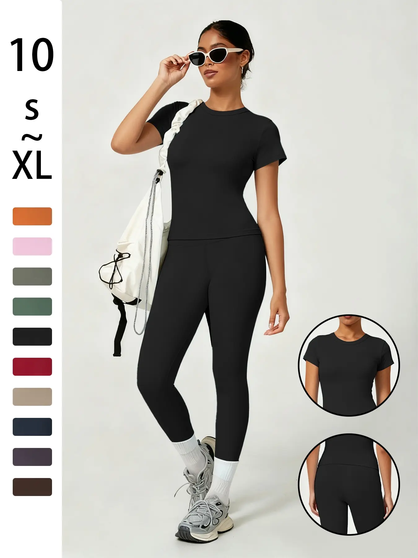 Women's Sporty Fitted Yoga Set, Soft Breathable Short Sleeve Top & Elastic Pants, Ideal for Fitness Running Outdoor Activities, Sporty Round Neck, Athleisure Wear Sets, Soft Stretch High Waist Activewear, Activewear Workout Set, Women Workout Clothes