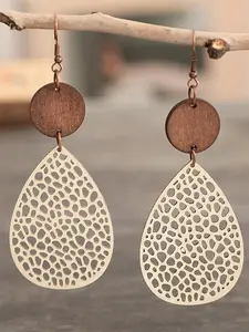 Women's Elegant Hollow out Water Drop Shape Dangle Earrings, 1 Pair Trendy Vintage Retro Dangle Earrings, Chic Gorgeous Jewelry As Gift for Girlfriend