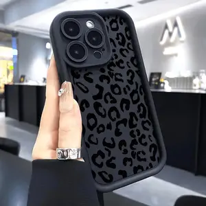 Leopard print pattern phone case, compatible with iPhone 17 Pro Max, 16 Pro Max, 15 Pro, 14, 13, 12, and 11.  Shockproof and drop-resistant phone case made of durable silicone material.