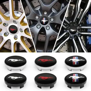 Mustang Logo Emblem Set, 4 Pieces 56-60mm for Ford Focus, Fiesta, Mondeo Wheel Center Caps, Durable Car Accessories, Car Decorations