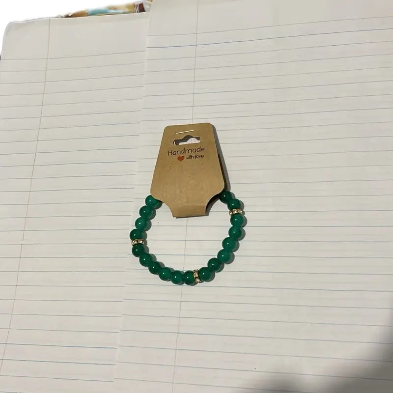 Handmade Green Quartz Abundance Bracelet - Natural Green Beads Elastic Design