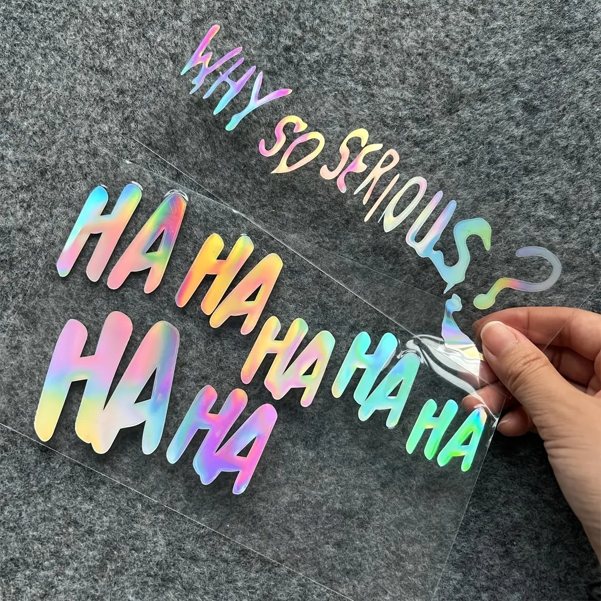 1SET For Car Accessories, Sticker For Cars, Car Decals, Joker IP Backpacks Iridescent gradient font design + Joker's classic line meme funny IP elements Grasp Joker IP funny style, Eye-catching & show bold love for Joker's wicked playful vibe