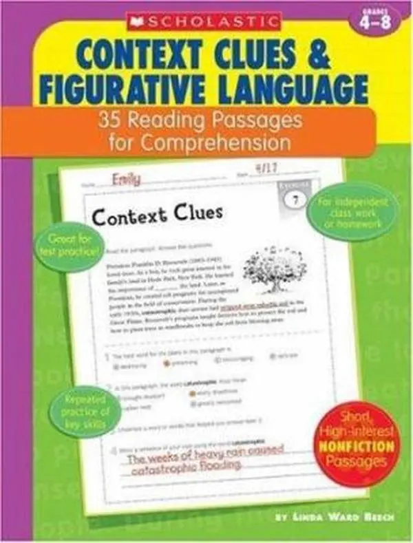 USED Book - 35 Reading Passages for Comprehension: Context Clues & Figurative Language: 35 Reading Passages for Comprehension by Beech, Linda Ward (Paperback) - english