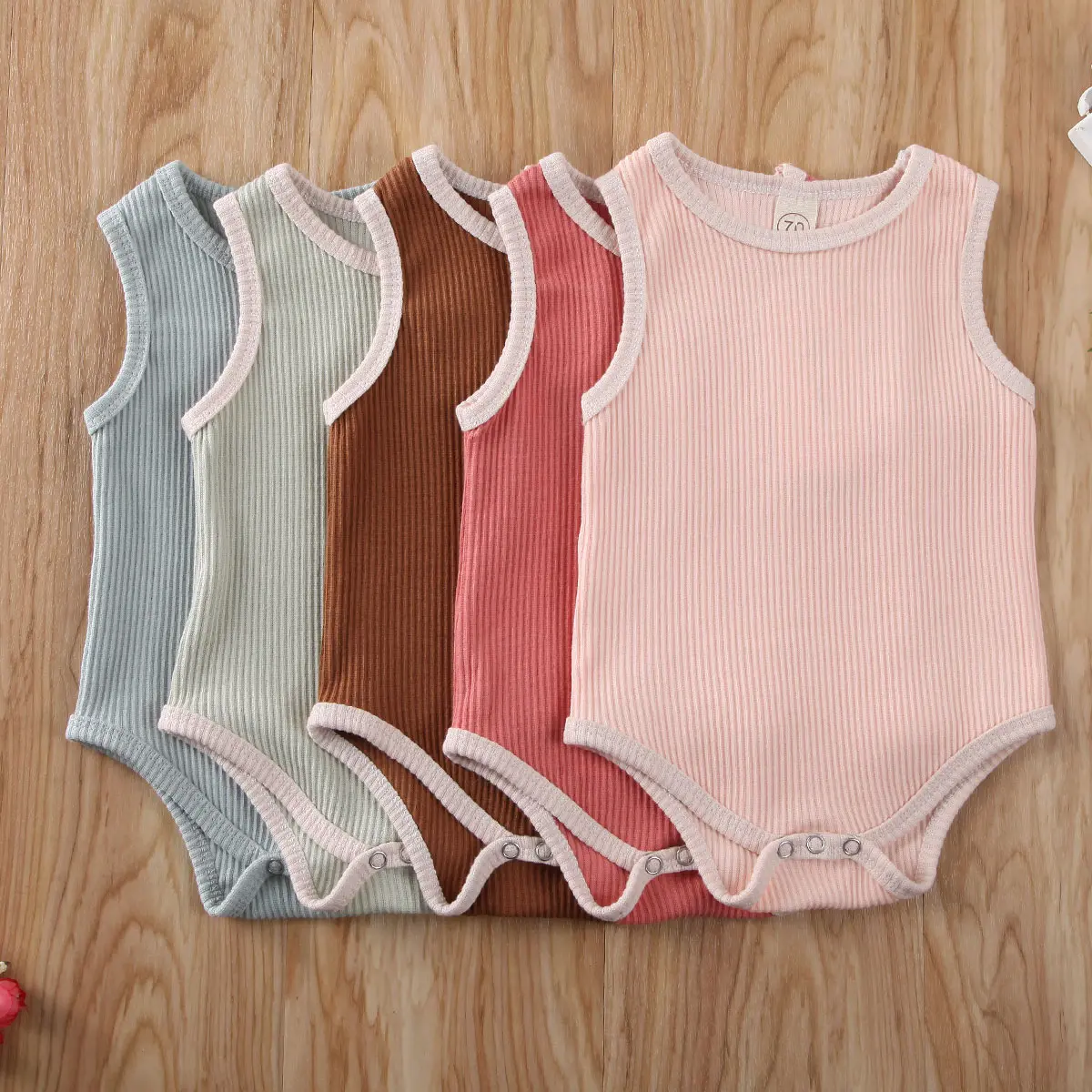 Unisex Newborn Infant Ribbed Sleeveless Solid Bodysuits, Toddler-Friendly Unisex Bodysuits & 1-Pieces, Summer Romper Outfit for 0-24 Months, Toddler-Friendly Unisex Bodysuits & One-Pieces