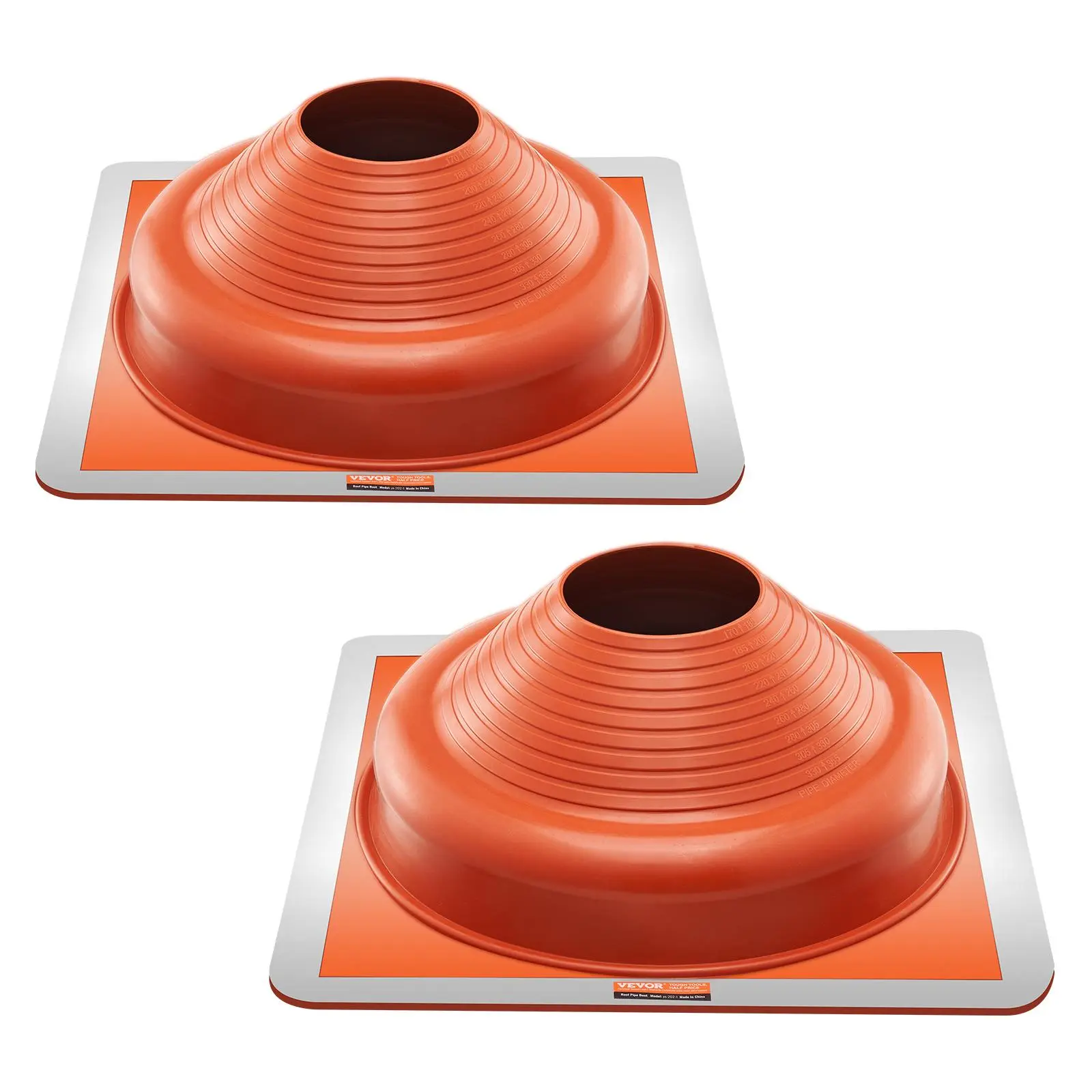【Summerfinds】VEVOR 2 PCs Roof Pipe Flashing Boots Fit Pipe OD 6-1/4" - 11-3/4"Flexible Silicone Roofing Jack Pipe FlashingHigh Temp -101℉ - 437℉Square Metal Basefor ChimneyWood Stove & Outdoor Vent Pipe