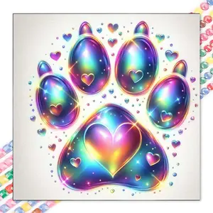 1 set of DIY diamond painting kit, 5D diamond art set, DIY decoration rainbow, heart, paw print. Mosaic, diamond art, DIY art home decor.