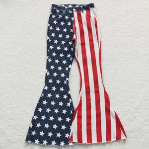 Women's Soft Fitted Star-Striped Navy Flag Denim Jeans - Cowboy-Inspired Statement Bottoms for 4th of July Independence Day Style, Pair with Crop Top or Blouse (Women's Clothes)