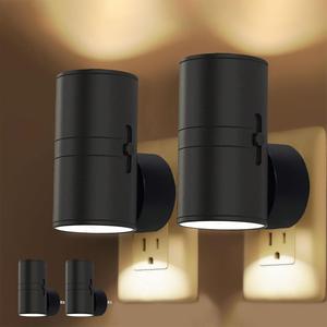 【2 Pack】 LED Night Light Plug in, Modern Night Lights Plug into Wall, Dusk to Dawn Sensor, Soft White 3000K, 0-100LM Adjustable Brightness, Dimmable Night Lights for Hallway Bedroom Stairway