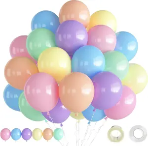 Pastel Balloons, 12 Inch Easter Balloon, 60 Pcs Pastel Rainbow Balloons Assorted Colors for Easter, Unicorn Party, Rainbow Party, Baby Shower,Spring Birthday, Wedding Decorations