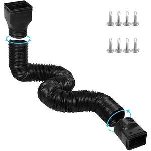 11.5 Feet Long Gutter Downspout Extension Flexible Drain Downspout Extender Downspout Drain Extender Gutter Connector Rainwater Drain Can Be Extended from 2.6 Feet to 11.5 Feet (Black)