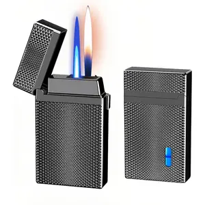 Butane Lighter - 4 Ignition Modes (Activated, Sensor, Airflow, Tap), Dual Refillable Lighters with Windproof Straight & Soft (Fuel Not Included)