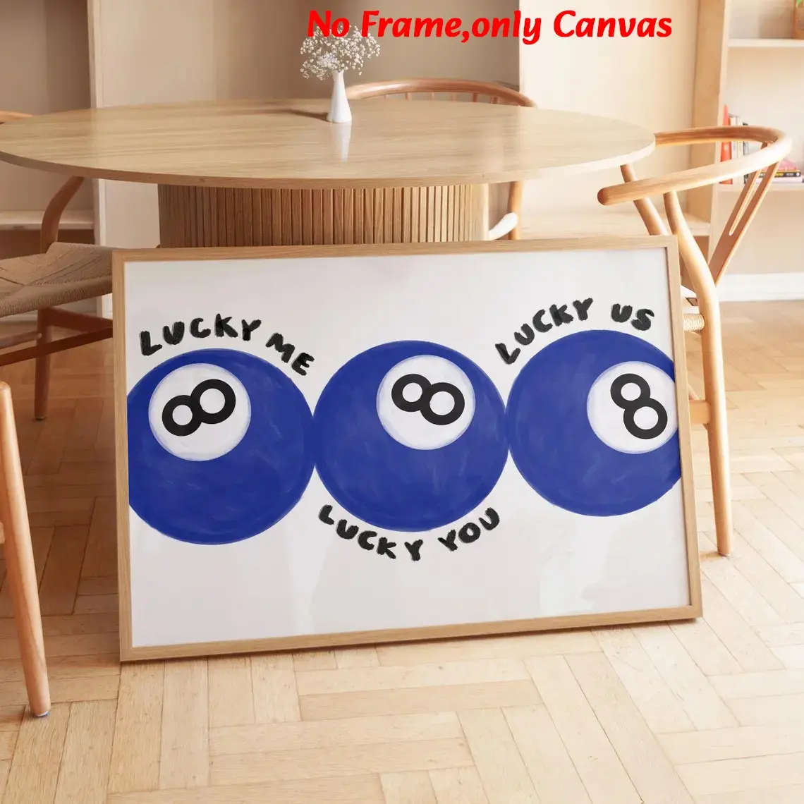 1pc, wall art, vintage poster, vintage canvas decor, playful billiard print, Creative Design Print, blue billiard painting, bedroom decoration, living room decoration aesthetic, housewarming gift, Above Bed Wall Decor, frameless, Unframed Art Print