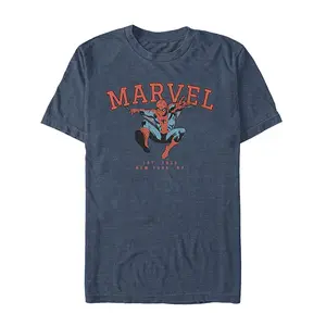 Marvel Men's Short-Sleeve Spider-Man Classic Collegiate Spidey Men's Graphic Tees, Menswear T-Shirt