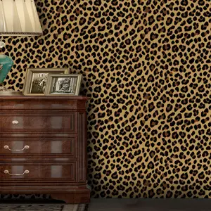 Leopard-Pattern Wallpaper, Leopard Print Wallpaper, Waterproof Self-adhesive Wallpaper, Removable Wall Decal for Living Room, Bedroom, Kitchen, Stairway, TV Background Wall