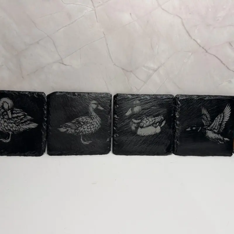 Slate Coasters with Duck Designs - Durable Tableware for Drinks - Perfect for Home Decor & Table Settings