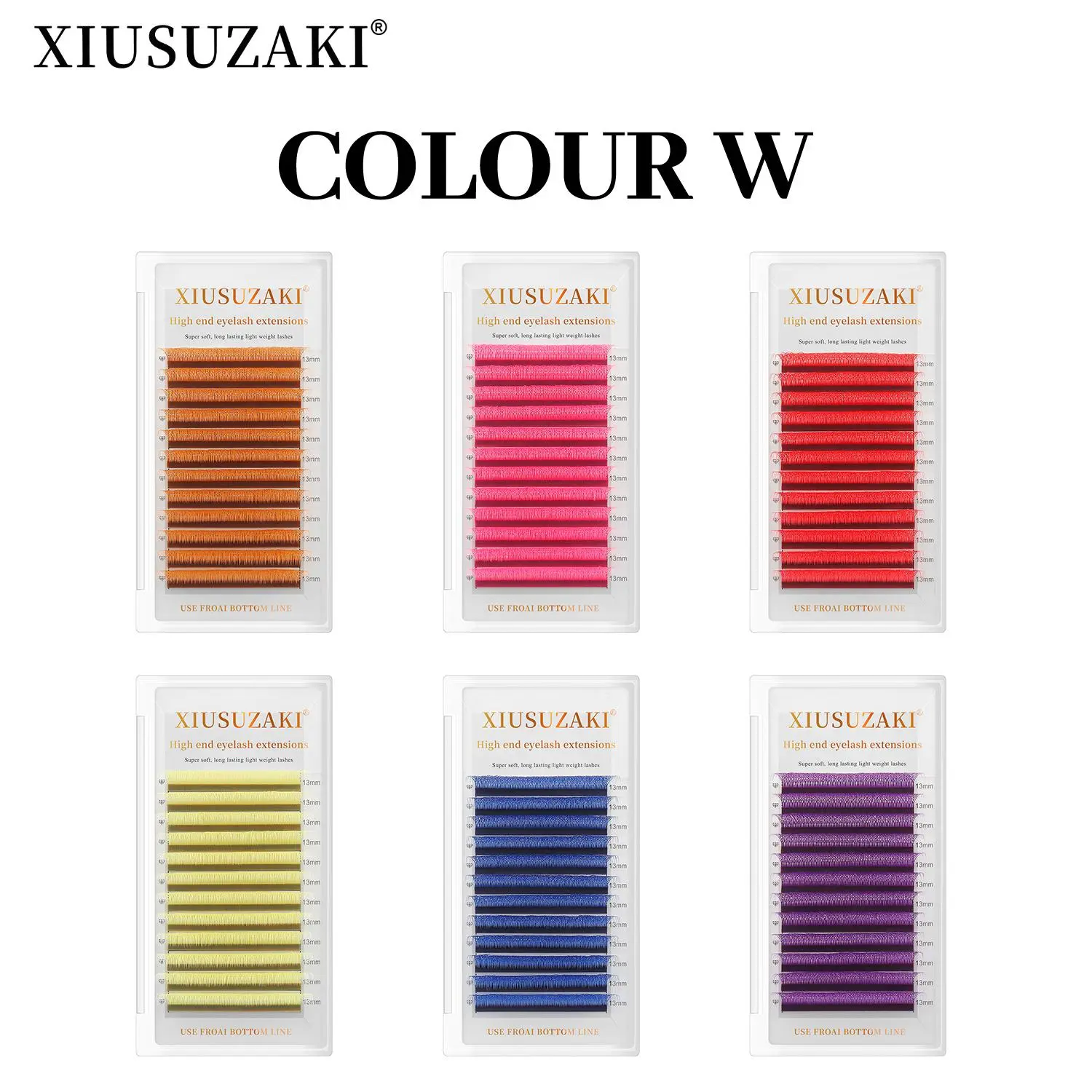 XIUSUZAKI Colorful 3DW Shape Eyelashes Extension Pink Red Purple Blue Soft Natural False Eyelashes Premade Volume Fans Lashes 2026 New