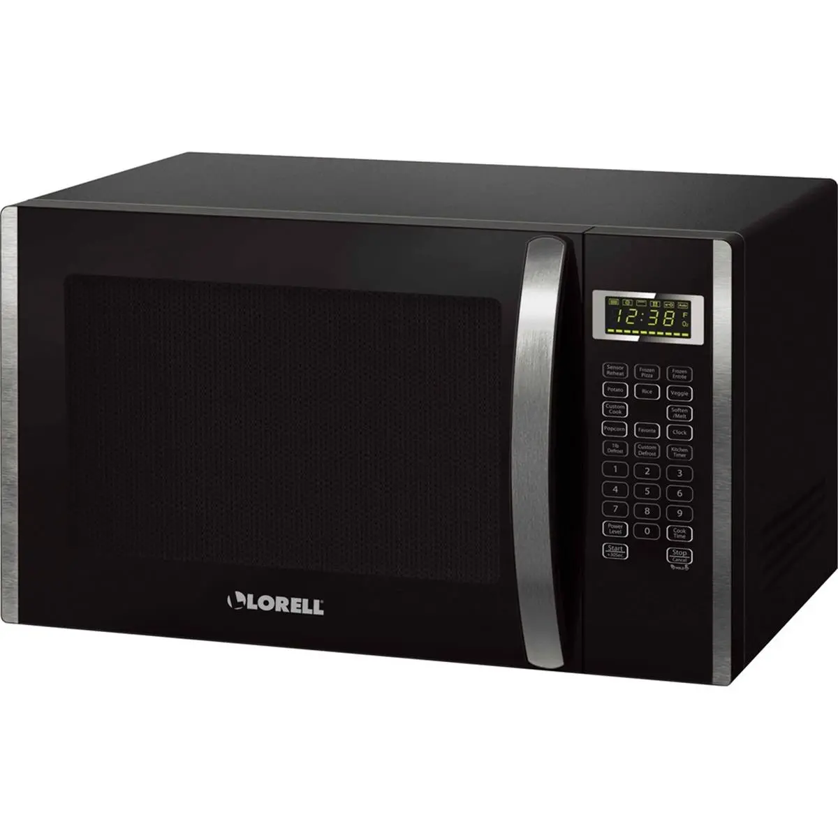 Lorell LLR00231 Countertop Microwave Oven - 1.6 cu ft, Touch Pad Controls, Quick-Set Menu Buttons, Sensor Cook, 11 Power Levels, Black & Silver