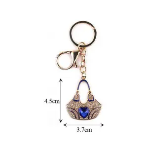 Heart Stone Accent Rhinestone Pave Handbag Charm Keychains