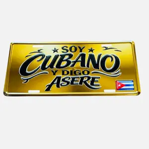 Soy Cubano Asere Car Emblem - 12x6in Gold Finish, Elegant Cuban Flag & Text Design, High-Quality Vibrant Metal Exterior Nameplate Decor, Personalized Gift Plaque (Auto Parts Accessories, Car Accessories Bundle)