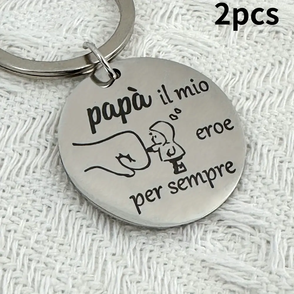 2pcs Father's Day Father's Birthday Keychain Gift for Dad in Spanish, Is A Stainless Steel Keychain Crafted for Father'S Day, Family Presents, and Mementos. It Serves As A Uniquely Creative and Fashionable Accessory