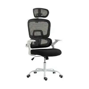 Ergonomic Office Chair with Flip-up Arms, Lumbar Support Headrest,adjustable headrest for all-day comfort.