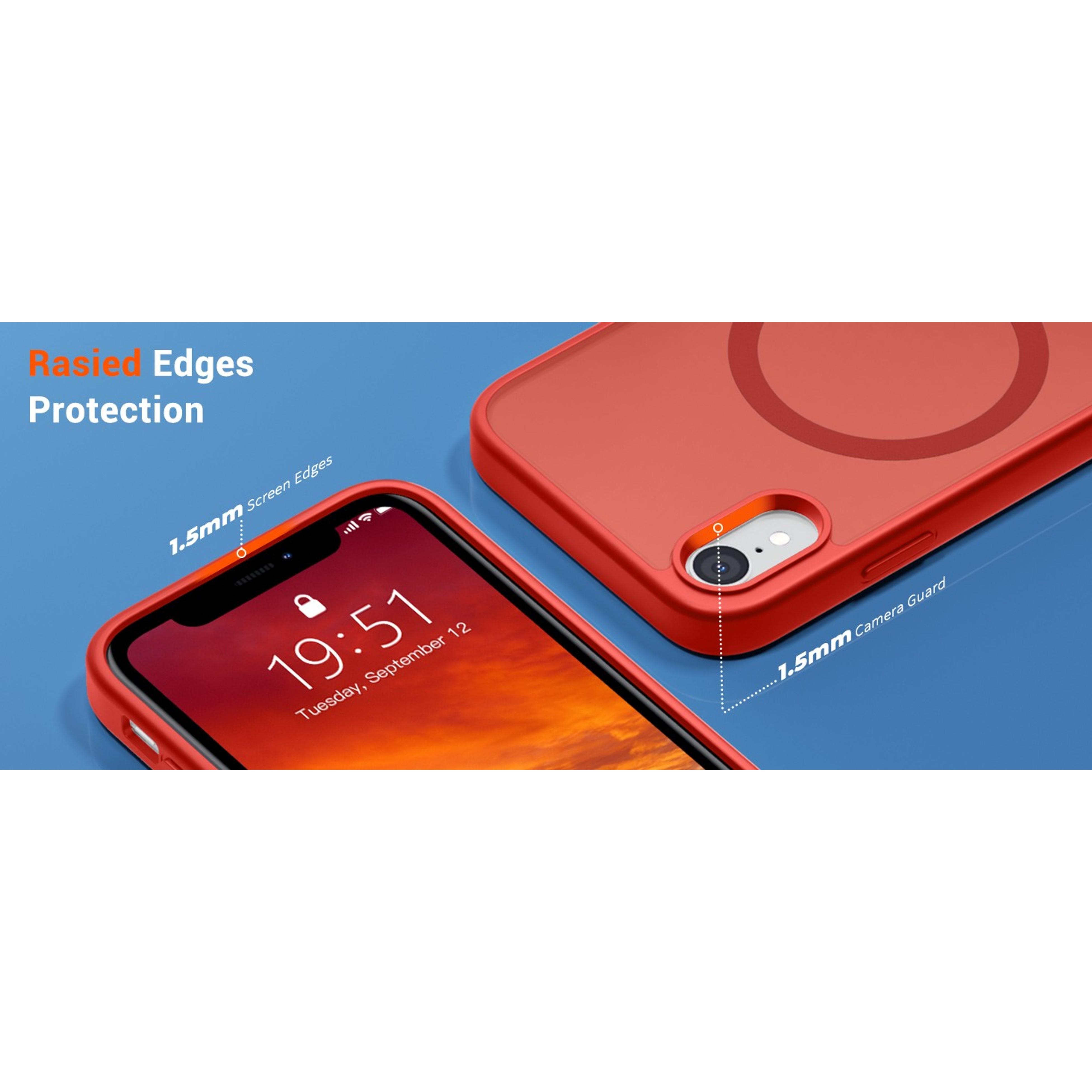 Magnetic for iPhone XR Phone Case(Compatible with MagSafe)(Military Grade Drop Protection) Slim Translucent Matte Shockproof with Anti-Fingerprint Phone Case,Red