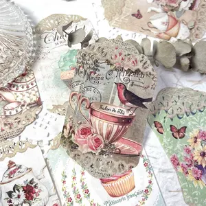 Vintage Lace Butterfly Dessert Paper Pack, 45 Sheets DIY Decoration Scrapbook Material, Multi-Functional Craft Planner Supplies