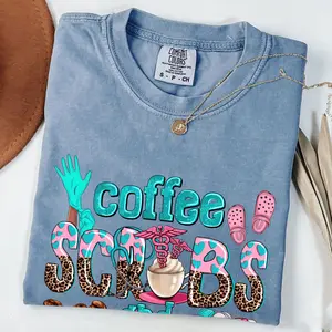 Comfort Colors Coffee Scrubs And Rubber Gloves Shirt, Nurse Day Shirt, RN Shirt, CNA Tee, Nursing Student Tee, Comfort Colors Shirt