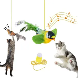 Simulated Chirping Bird Cat Toy, Interactive Hanging Toy with Elastic String, No Battery Sound Design, Lightweight Indoor Exercise Toy for Cats to Stay Active and Entertained