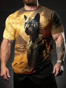 All-Season Casual & Sportswear with Ancient Egyptian Motifs for Daily Wear, Versatile Clothing, Bold Design, Comfortable Material, Statement Tee, History Enthusiasts, Leisure Wear, Vintage Style, Soft Texture, Print Shirt, Streetwear Lovers,