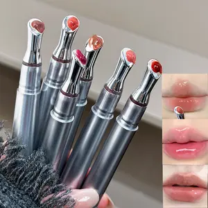 Lip Shape Brush Lip Gloss - Glossy Non-Sticky Highly Pigmented Plump Lips High Shine Gloss