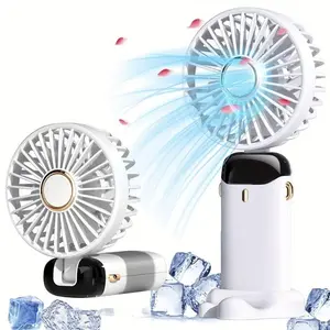 USB Rechargeable Portable Mini Fan, 1pc Mini Fan with LED Display, USB Cooling Fan, Household Appliances for Desk, Office, Bedroom, Outdoor Travel, Camping